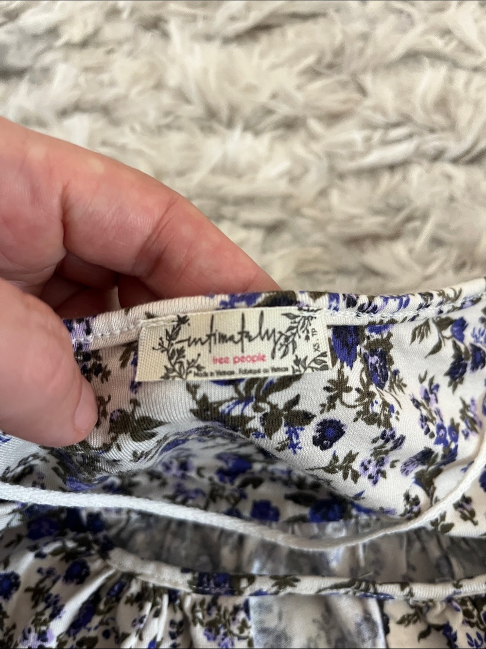Free People Cream Bodysuit with Purple Floral Print - Picture 3 of 5
